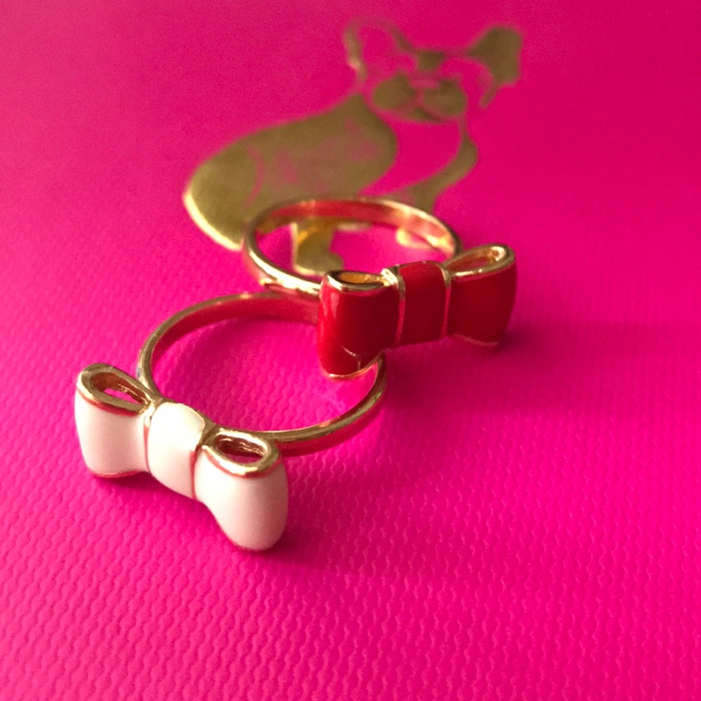 Kate Spade ♠️ Red and White Enamel Bow Rings
